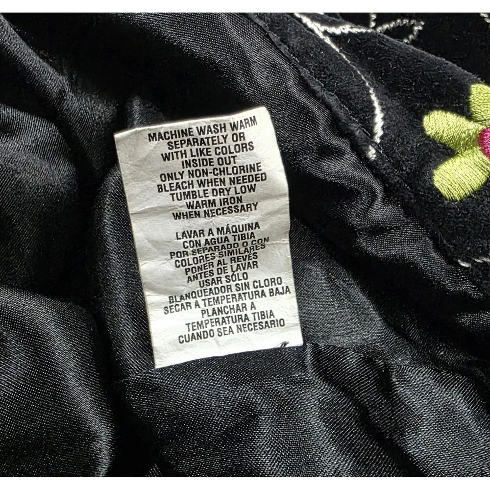 Y2k Children's Place Skirt Girls‎ 6 Vintage Black Velvet Floral Embroidered Bow